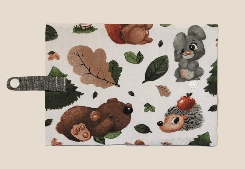 Obal na očkovací průkaz - Zvířátka a šedá